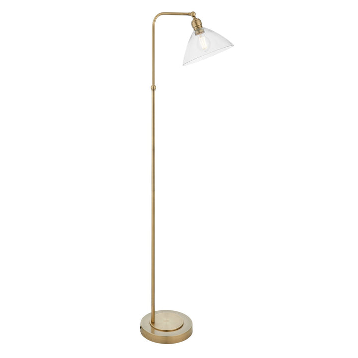 Nelson Lighting NL1407609 1 Light Floor Lamp Antique Brass Plate & Clear Glass