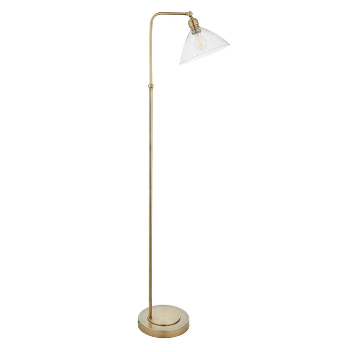 Nelson Lighting NL1407609 1 Light Floor Lamp Antique Brass Plate & Clear Glass