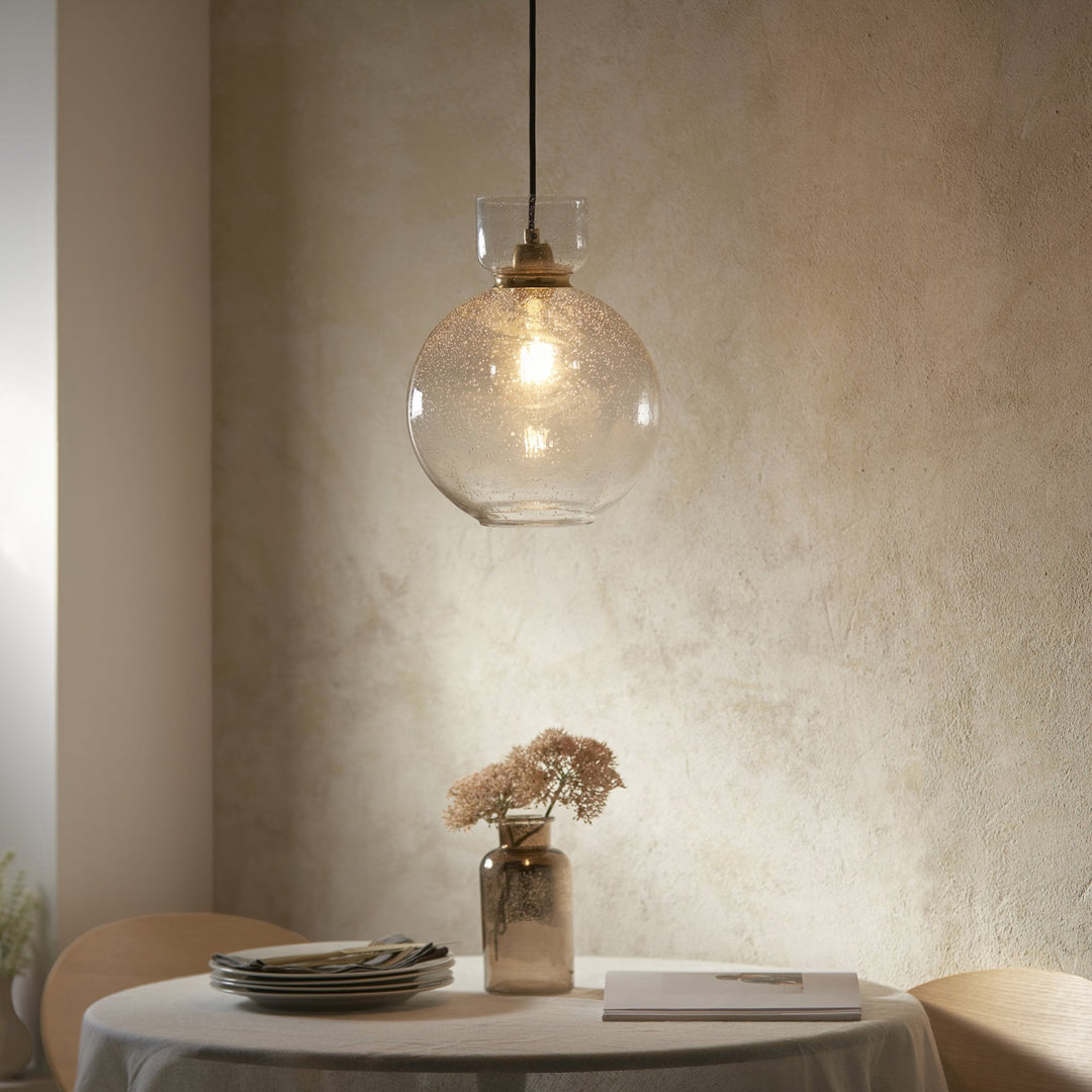 Endon 107948 1 Light Pendant Brass Plate &amp; Clear Bubble Glass (S)