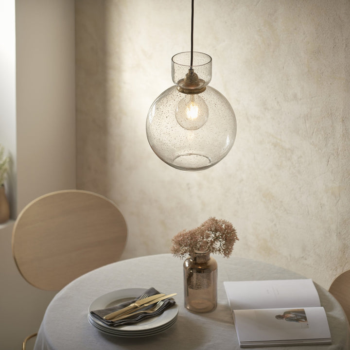 Endon 107948 1 Light Pendant Brass Plate &amp; Clear Bubble Glass (S)