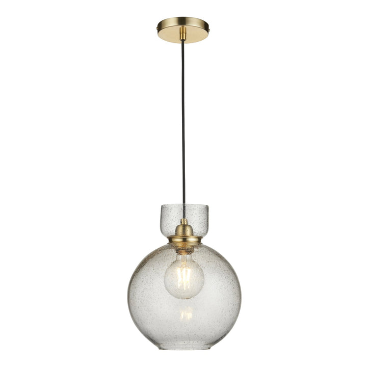 Endon 107948 1 Light Pendant Brass Plate &amp; Clear Bubble Glass (S)