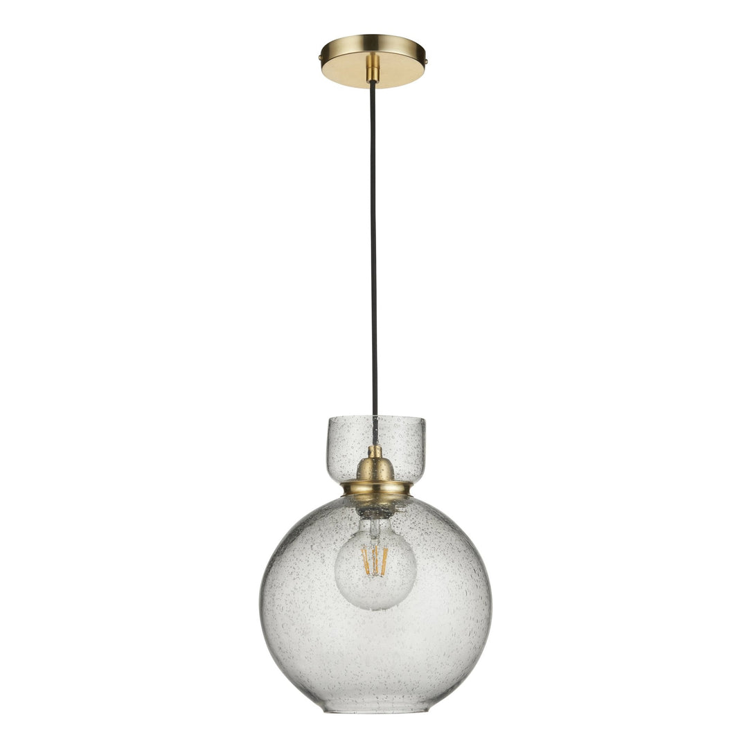 Endon 107948 1 Light Pendant Brass Plate &amp; Clear Bubble Glass (S)
