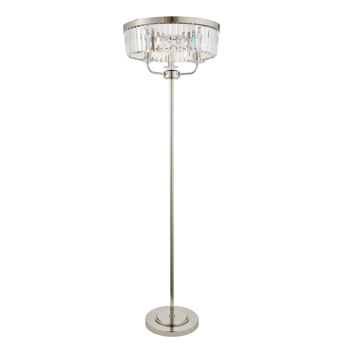 Nelson Lighting NL1408103 3 Light Floor Lamp Bright Nickel Plate & Clear Cut Glass