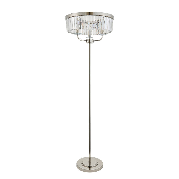 Nelson Lighting NL1408103 3 Light Floor Lamp Bright Nickel Plate & Clear Cut Glass