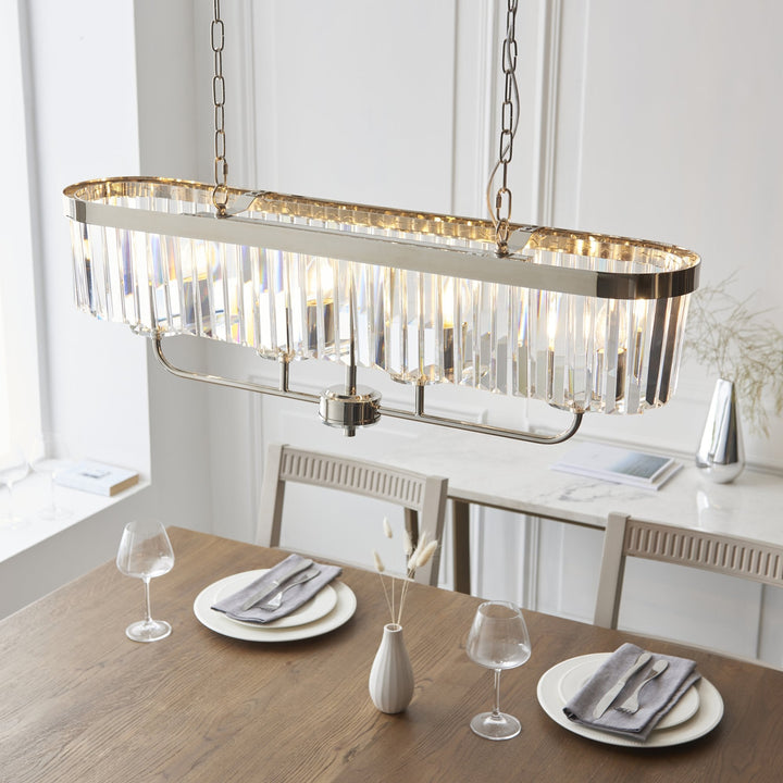 Endon 109058 4 Light Pendant Bright Nickel Plate &amp; Clear Cut Glass (S)