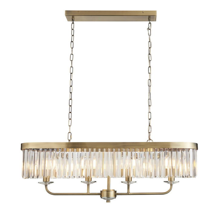 Nelson Lighting NL1410539 4 Light Pendant Antique Brass Plate & Clear Cut Glass