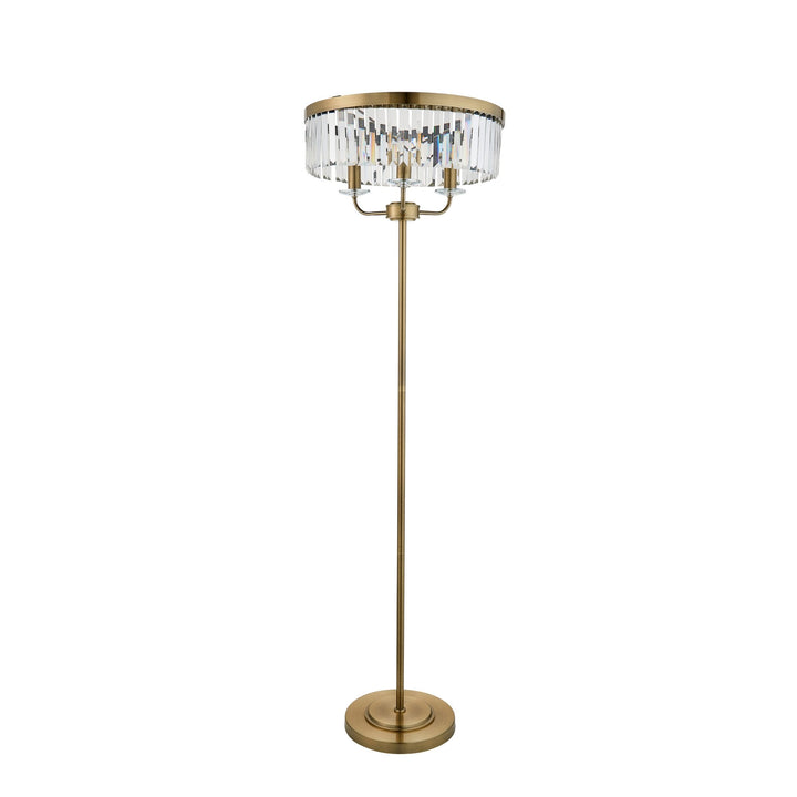 Nelson Lighting NL1410644 3 Light Floor Lamp Antique Brass Plate & Clear Cut Glass