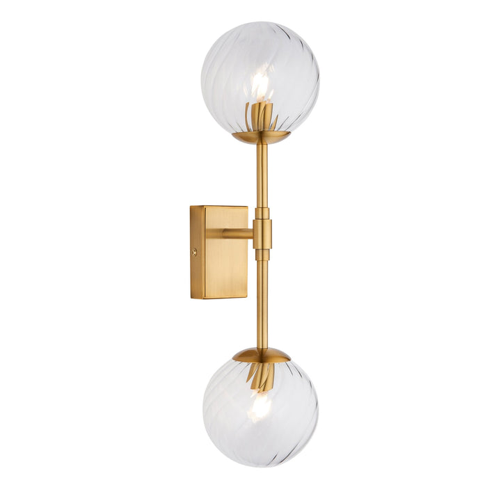 Nelson Lighting NL1414042 2 Light Wall Light Brushed Aged Brass Plate & Clear Glass