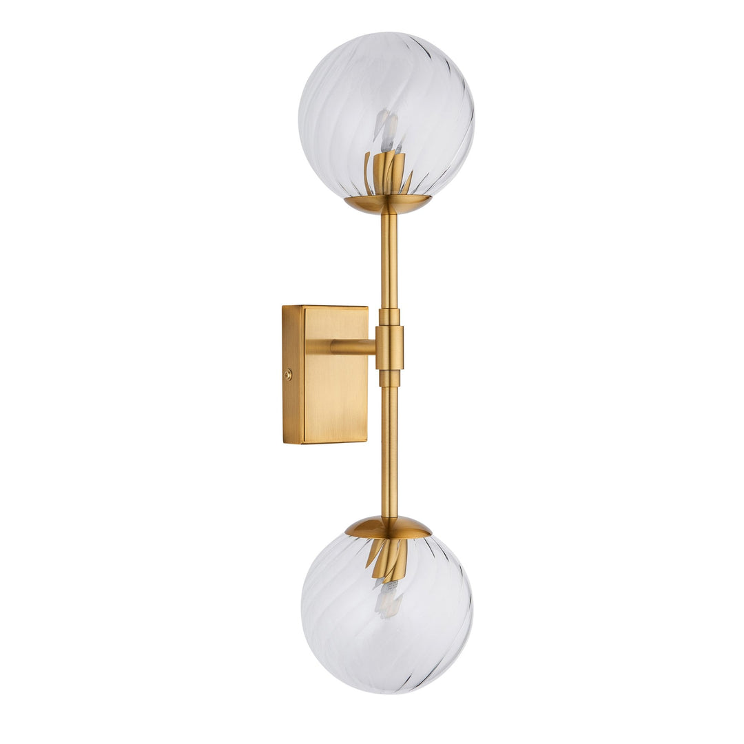 Nelson Lighting NL1414042 2 Light Wall Light Brushed Aged Brass Plate & Clear Glass