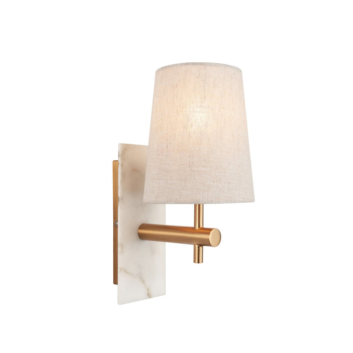 Nelson Lighting NL1414200 1 Light Wall Light With Shade Vintage Brass, White Marble Effect