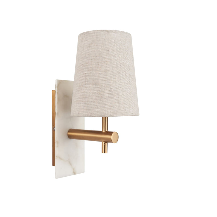 Nelson Lighting NL1414200 1 Light Wall Light With Shade Vintage Brass, White Marble Effect