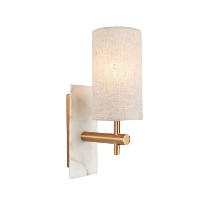 Nelson Lighting NL1414201 1 Light Wall Light With Shade Vintage Brass, White Marble Effect