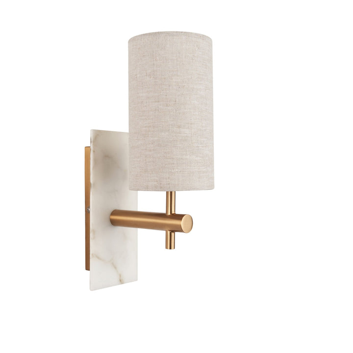 Nelson Lighting NL1414201 1 Light Wall Light With Shade Vintage Brass, White Marble Effect