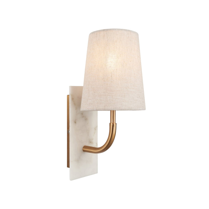 Nelson Lighting NL1414202 1 Light Wall Light With Shade Vintage Brass, White Marble Effect