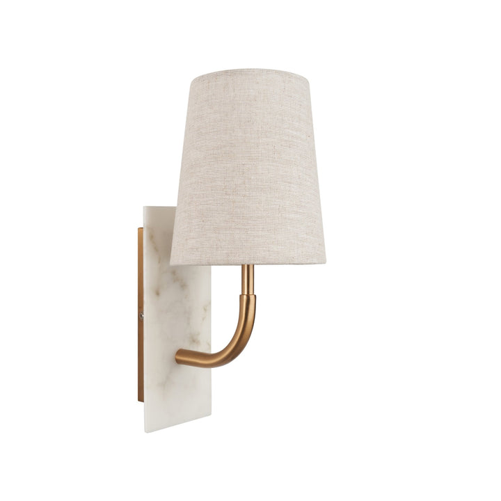 Nelson Lighting NL1414202 1 Light Wall Light With Shade Vintage Brass, White Marble Effect