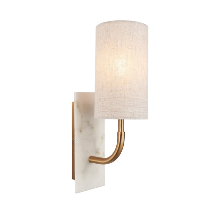 Nelson Lighting NL1414203 1 Light Wall Light With Shade Vintage Brass, White Marble Effect