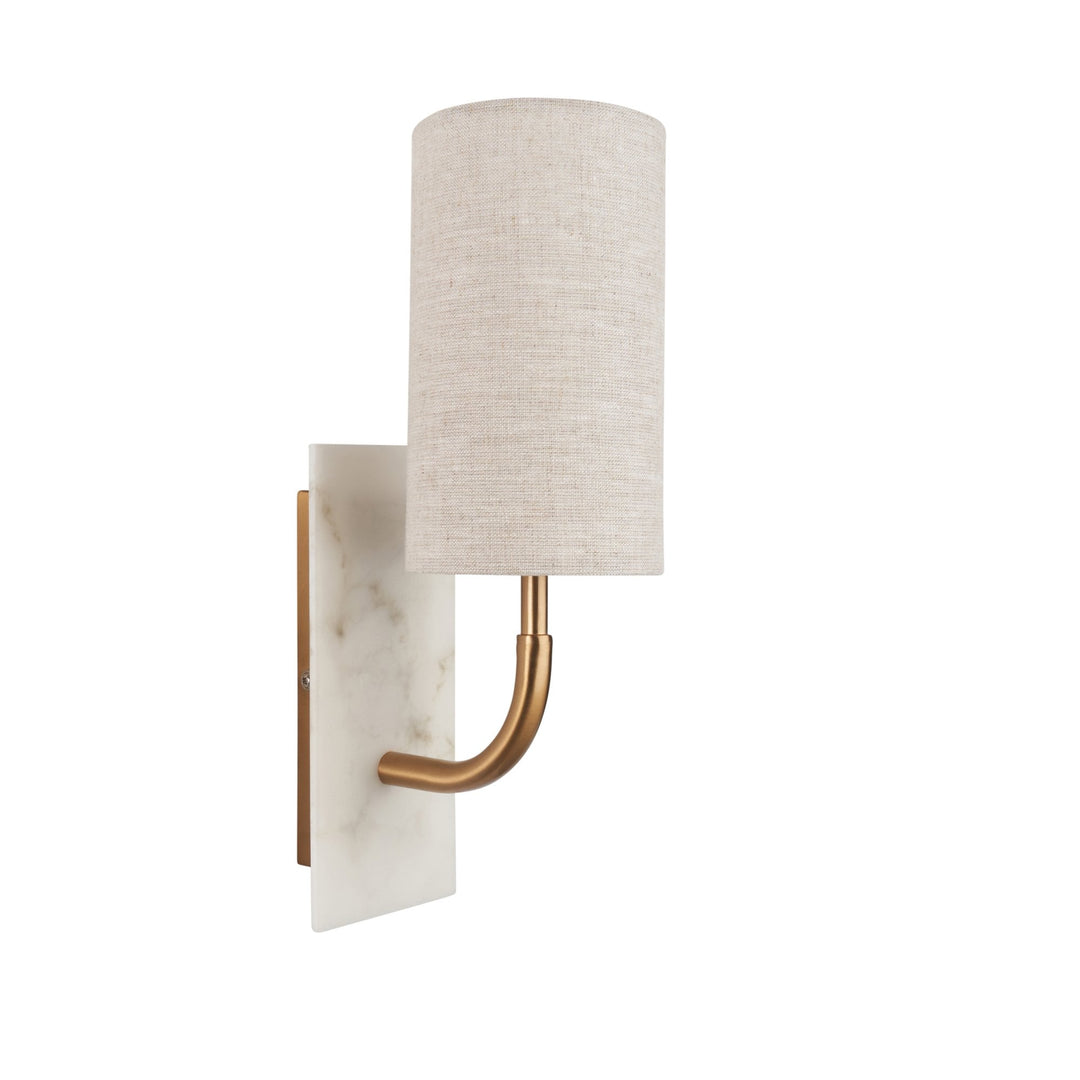 Nelson Lighting NL1414203 1 Light Wall Light With Shade Vintage Brass, White Marble Effect