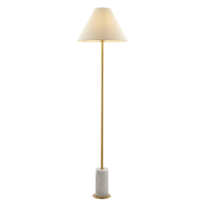 Nelson Lighting NL1414209 1 Light Floor Lamp Brushed Aged Brass Plate, White Marble & Natu