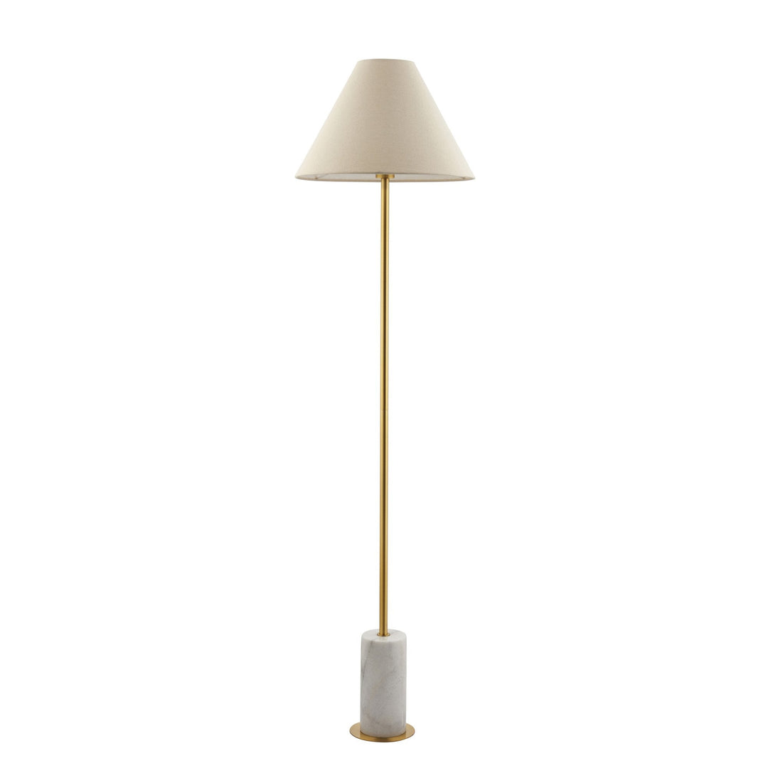 Nelson Lighting NL1414209 1 Light Floor Lamp Brushed Aged Brass Plate, White Marble & Natu