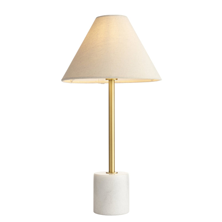 Nelson Lighting NL1414211 1 Light Table Lamp Brushed Aged Brass Plate & White Marble