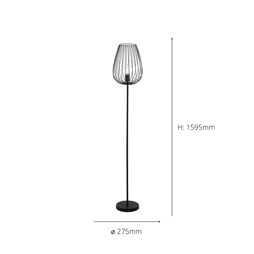 Eglo 49474 Newtown 1-Light Vintage Caged Floor Lamp In Black