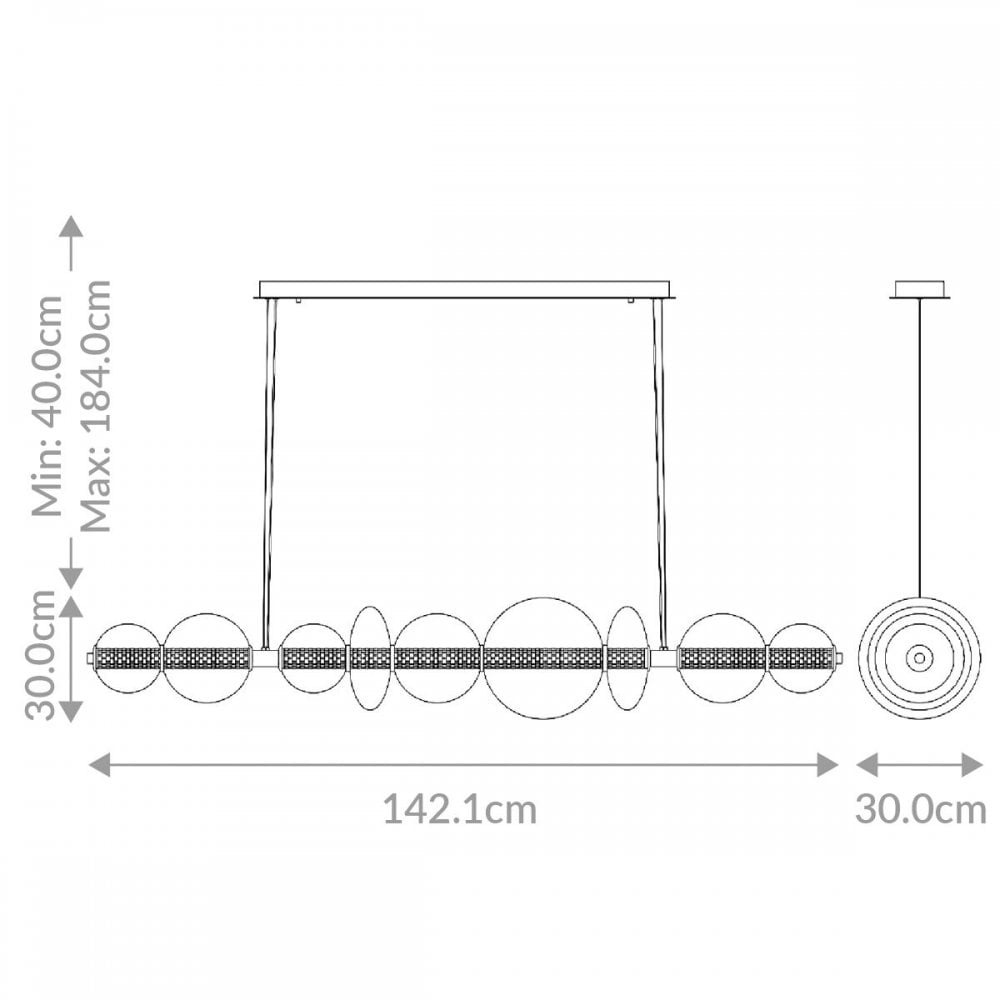 Eurofase QN-ATOMO-LP7-PC Atomo 7 Light LED Linear Pendant Polished Chrome