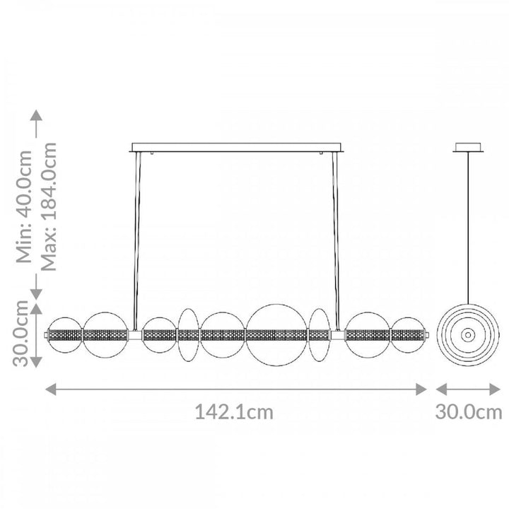 Eurofase QN-ATOMO-LP7-PC Atomo 7 Light LED Linear Pendant Polished Chrome