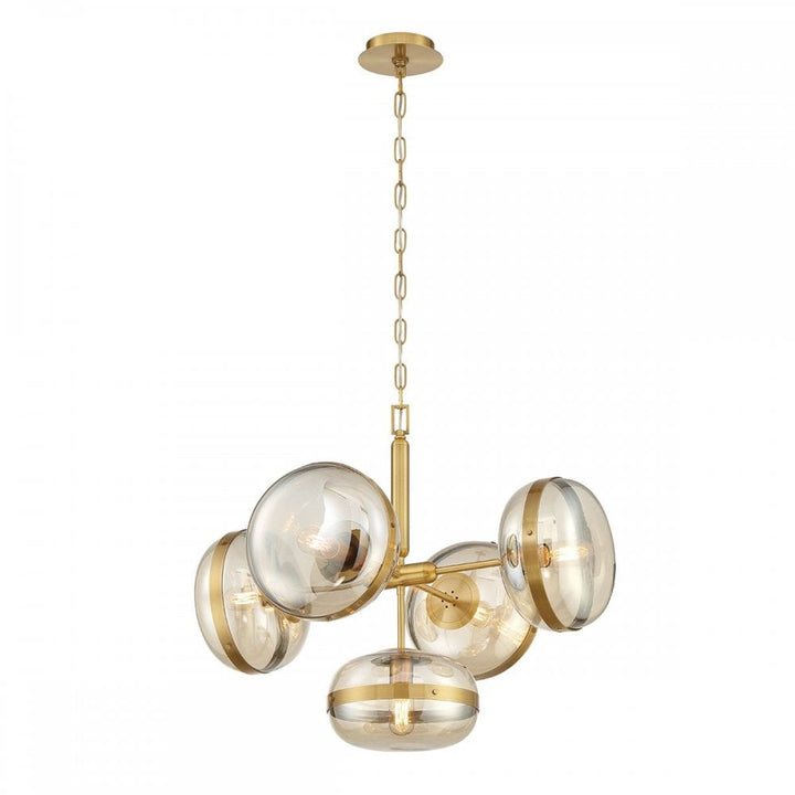 Eurofase QN-NOTTINGHAM-5P-AB Nottingham 5 Light Pendant chandelier Antique Brass