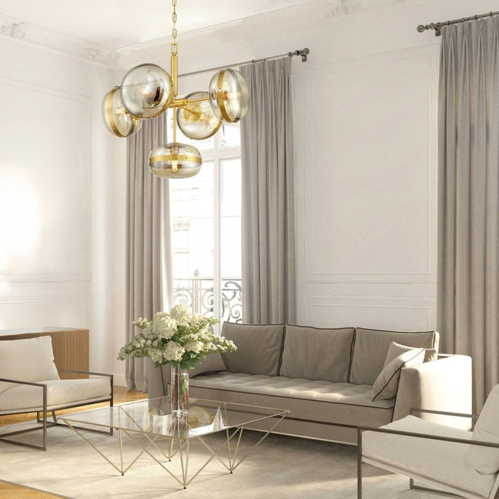 Eurofase QN-NOTTINGHAM-5P-AB Nottingham 5 Light Pendant chandelier Antique Brass