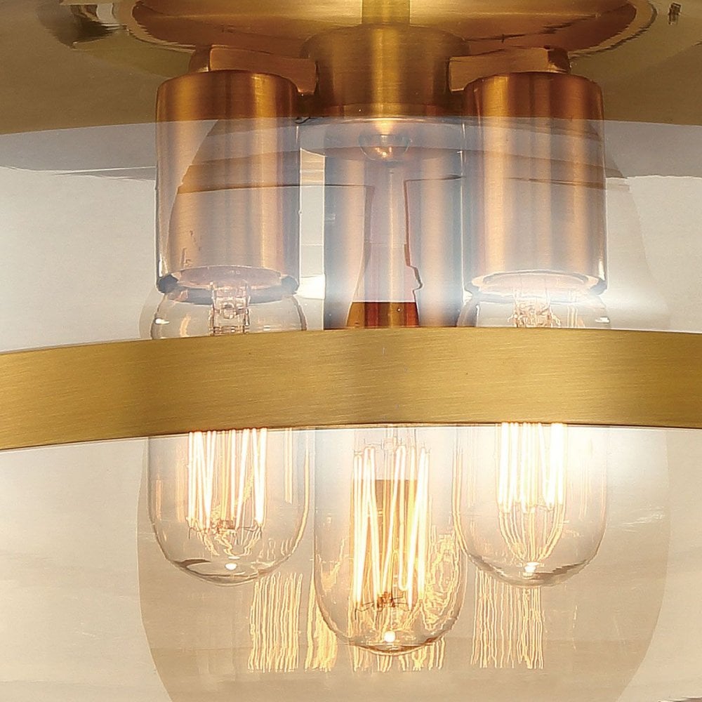 Eurofase QN-NOTTINGHAM-F-L-AB Nottingham 3 Light Ceiling Flush Large Antique Brass