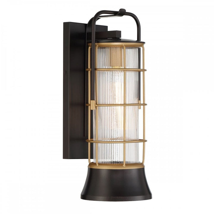 Eurofase QN-RIVAMAR-M-BLK-GD Rivamar 1 Light Outdoor Wall Light Medium Black and Brushed Gold