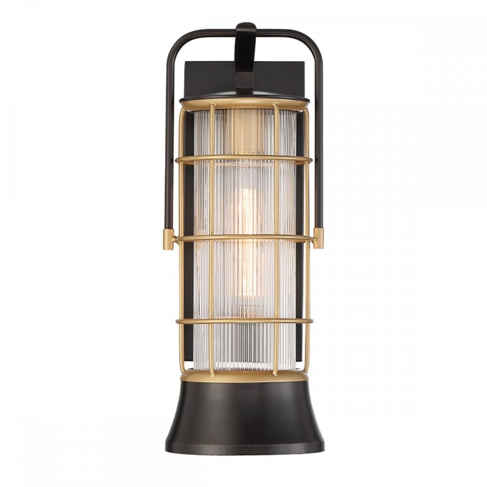 Eurofase QN-RIVAMAR-M-BLK-GD Rivamar 1 Light Outdoor Wall Light Medium Black and Brushed Gold