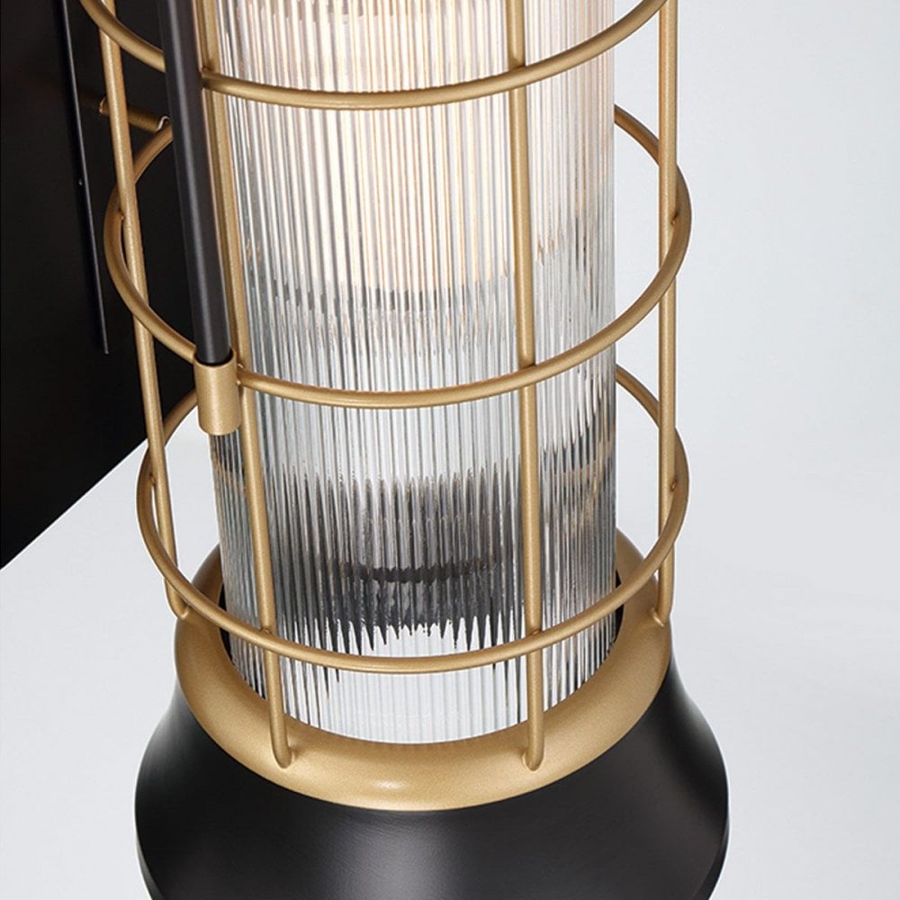 Eurofase QN-RIVAMAR-M-BLK-GD Rivamar 1 Light Outdoor Wall Light Medium Black and Brushed Gold