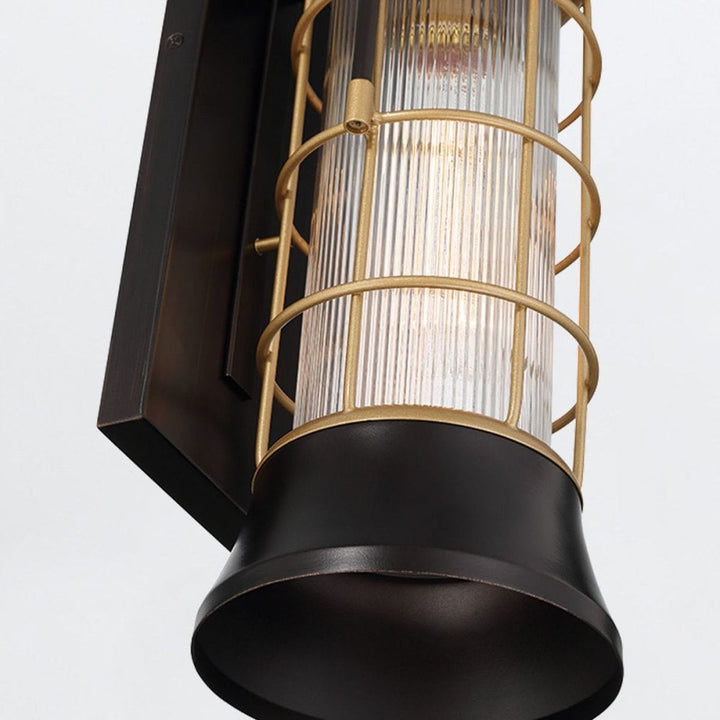 Eurofase QN-RIVAMAR-M-BLK-GD Rivamar 1 Light Outdoor Wall Light Medium Black and Brushed Gold
