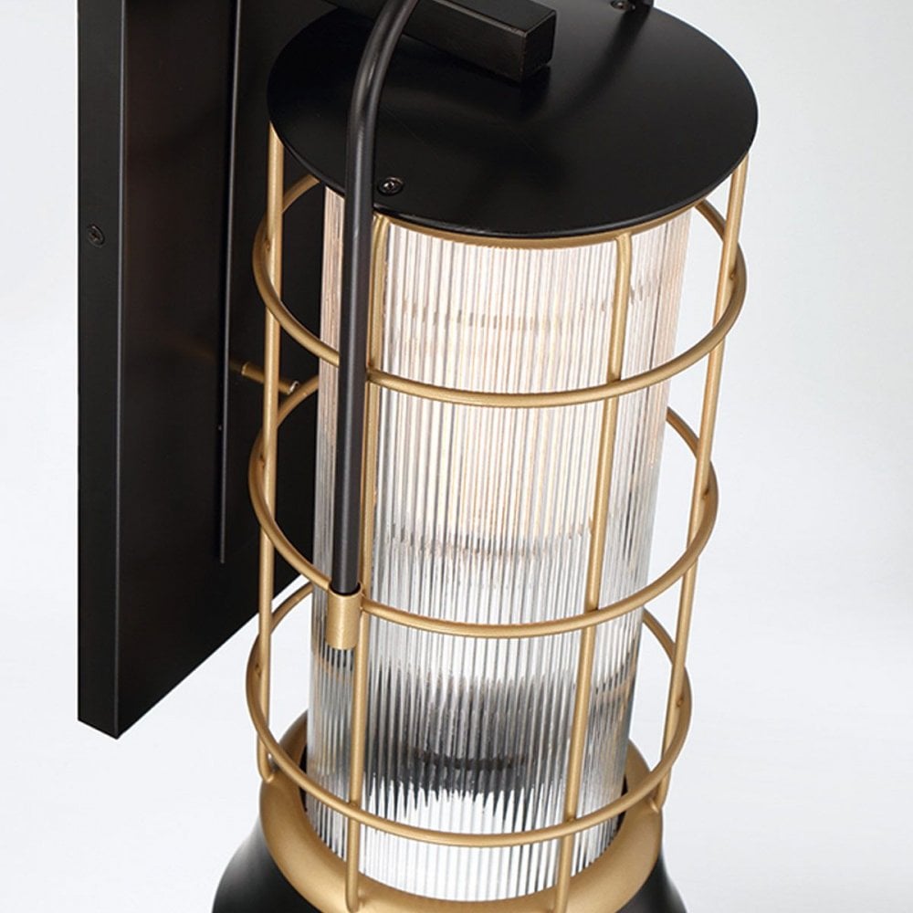 Eurofase QN-RIVAMAR-M-BLK-GD Rivamar 1 Light Outdoor Wall Light Medium Black and Brushed Gold