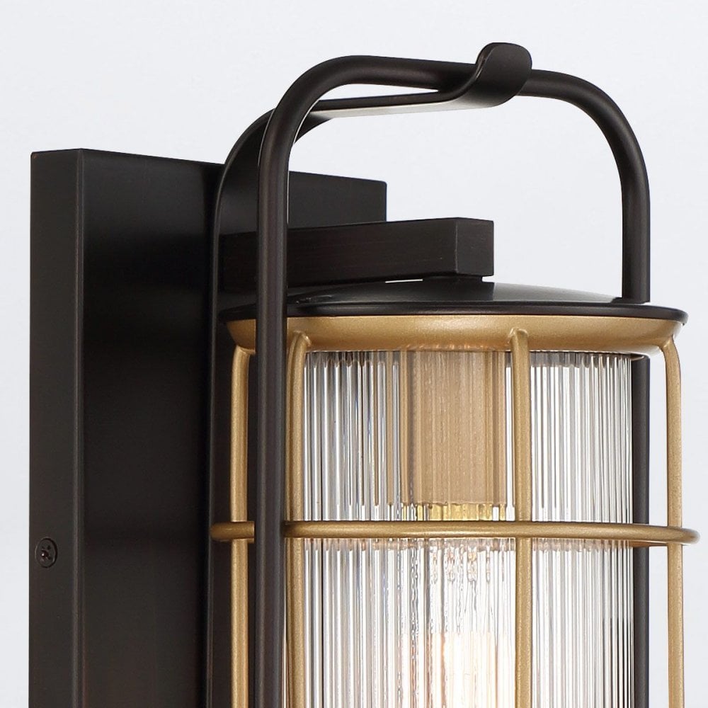 Eurofase QN-RIVAMAR-M-BLK-GD Rivamar 1 Light Outdoor Wall Light Medium Black and Brushed Gold