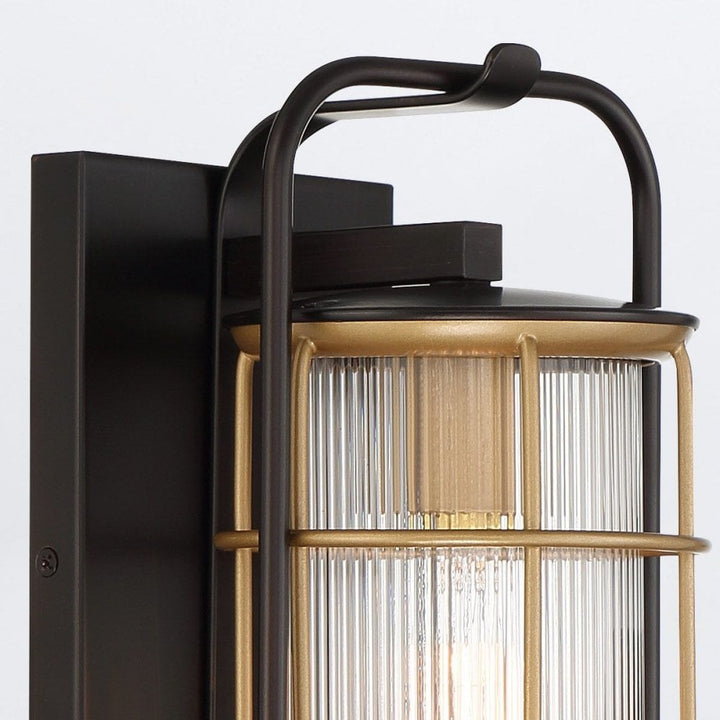 Eurofase QN-RIVAMAR-M-BLK-GD Rivamar 1 Light Outdoor Wall Light Medium Black and Brushed Gold