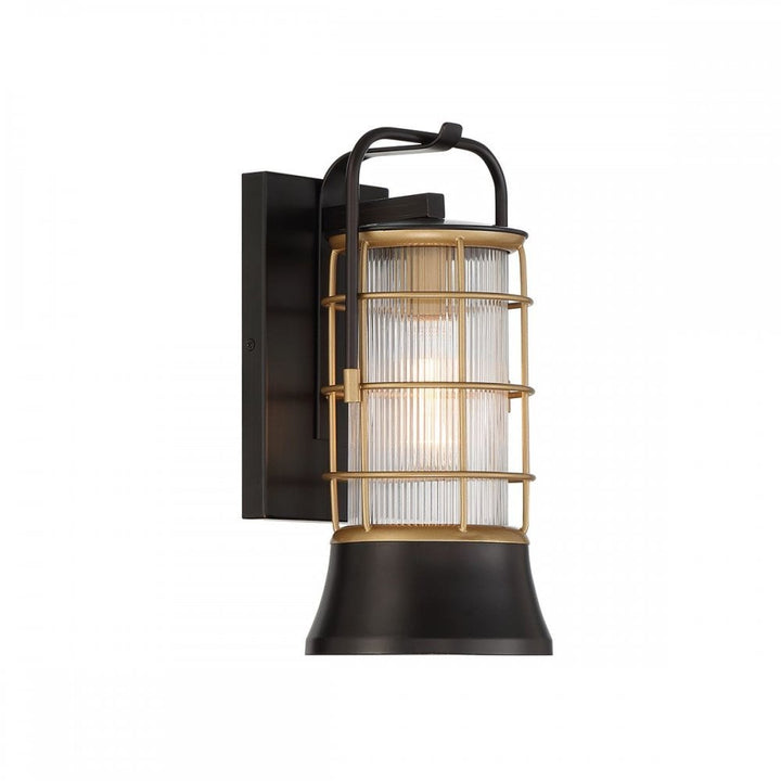 Eurofase QN-RIVAMAR-S-BLK-GD Rivamar 1 Light Outdoor Wall Light Small Black and Brushed Gold