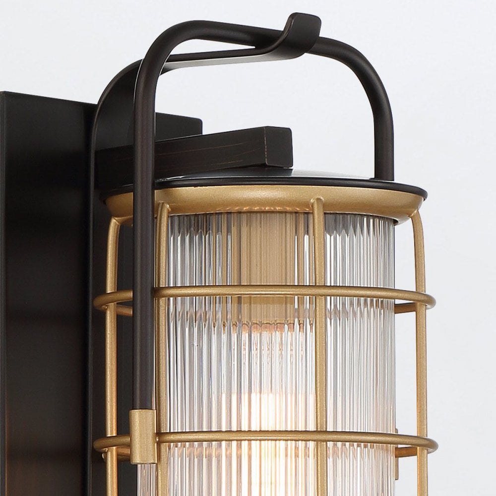 Eurofase QN-RIVAMAR-S-BLK-GD Rivamar 1 Light Outdoor Wall Light Small Black and Brushed Gold