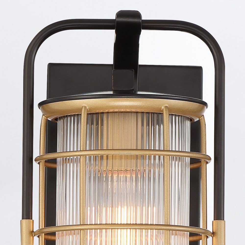 Eurofase QN-RIVAMAR-S-BLK-GD Rivamar 1 Light Outdoor Wall Light Small Black and Brushed Gold
