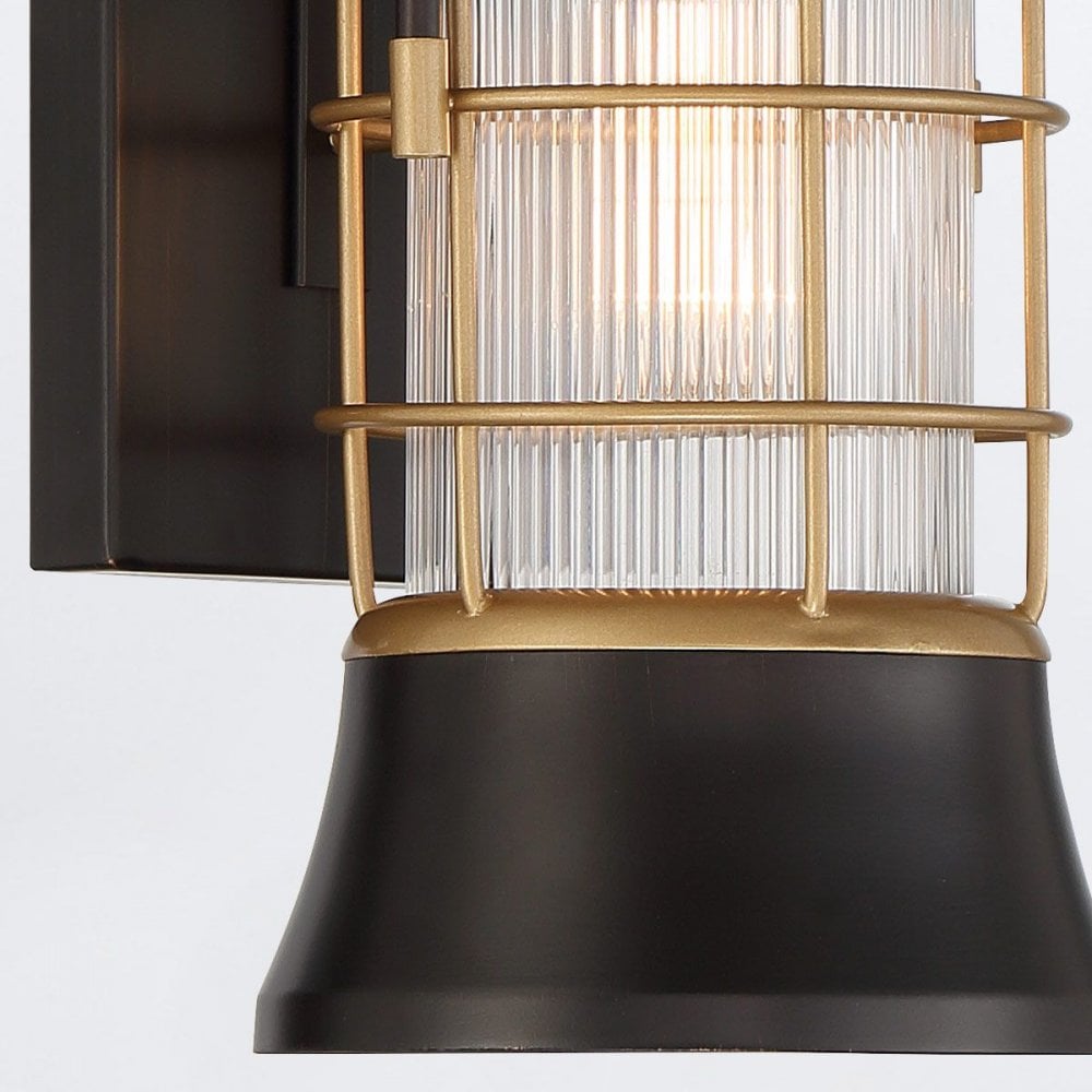 Eurofase QN-RIVAMAR-S-BLK-GD Rivamar 1 Light Outdoor Wall Light Small Black and Brushed Gold