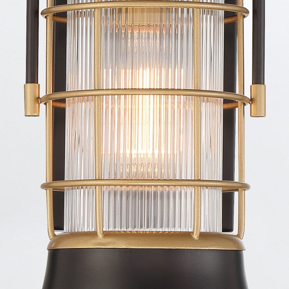 Eurofase QN-RIVAMAR-S-BLK-GD Rivamar 1 Light Outdoor Wall Light Small Black and Brushed Gold