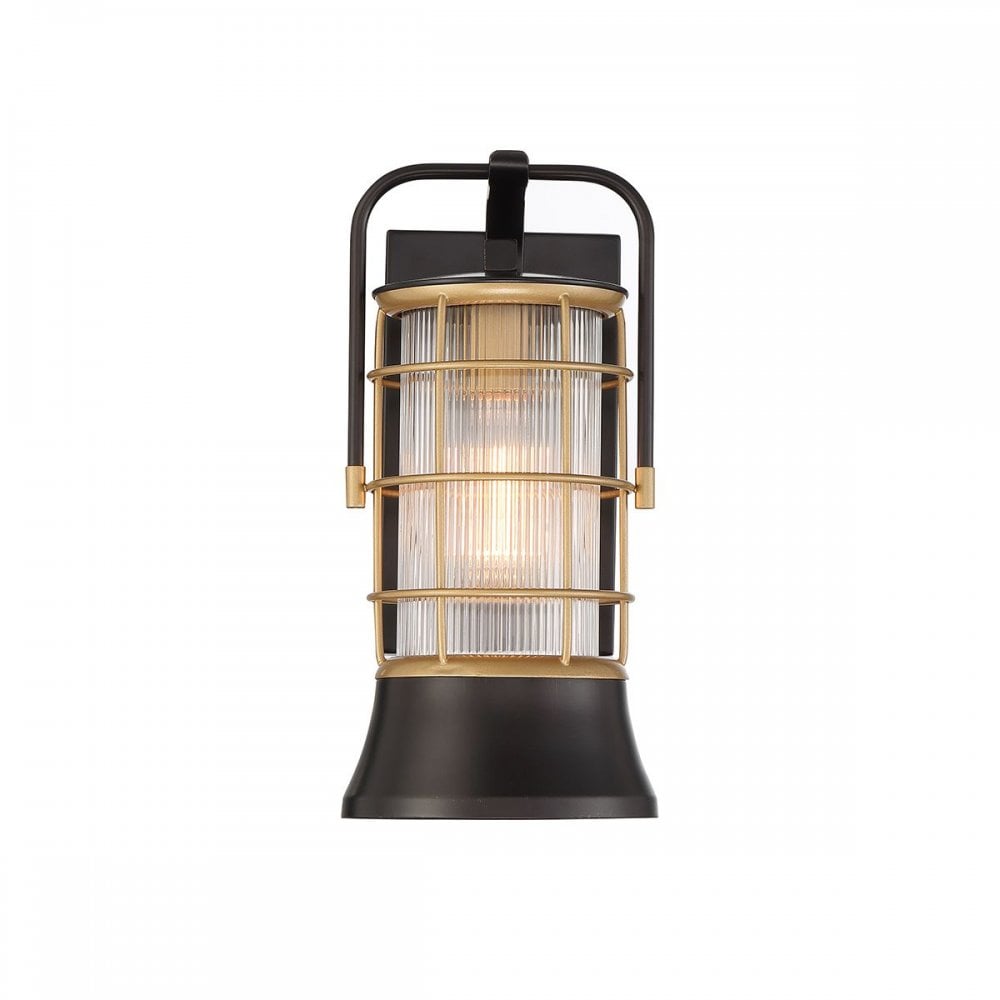 Eurofase QN-RIVAMAR-S-BLK-GD Rivamar 1 Light Outdoor Wall Light Small Black and Brushed Gold