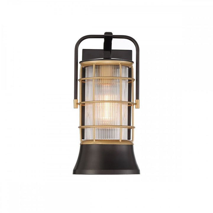 Eurofase QN-RIVAMAR-S-BLK-GD Rivamar 1 Light Outdoor Wall Light Small Black and Brushed Gold