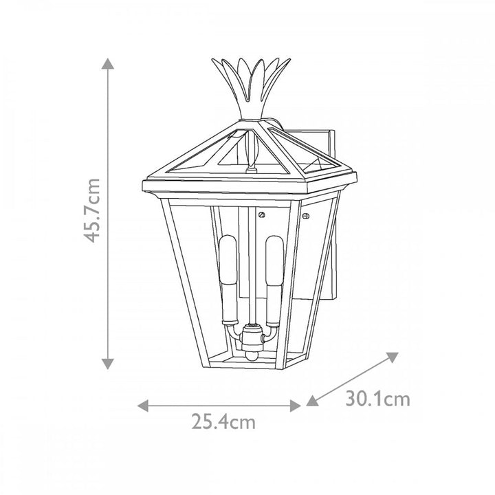 Hinkley Lighting HK-PALMA-M-BK Palma 2 Light Outdoor Medium Wall Lantern Black
