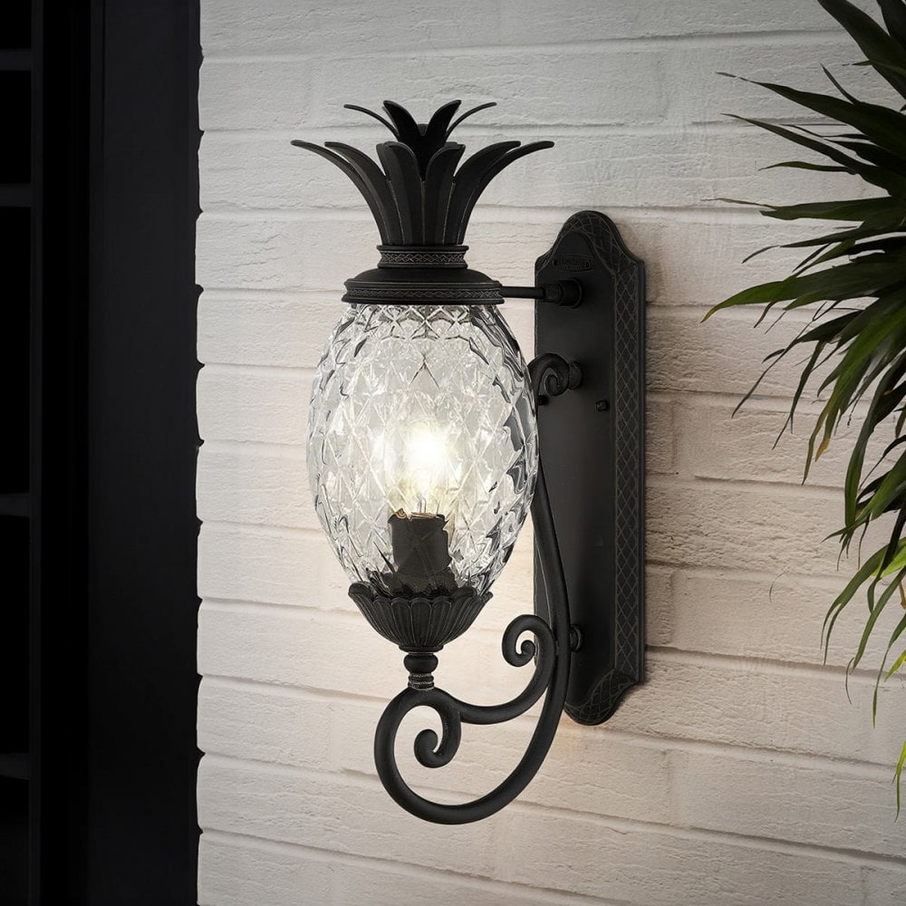 Hinkley Lighting HK-PLANTATION-M-MB Plantation 1 Light Outdoor Medium Wall Lantern Museum Black