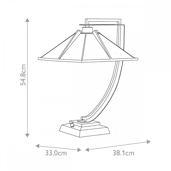 Quoizel QZ-POMEROY-TL Pomeroy 1 Light Table Lamp Western Bronze with Art Glass Shade
