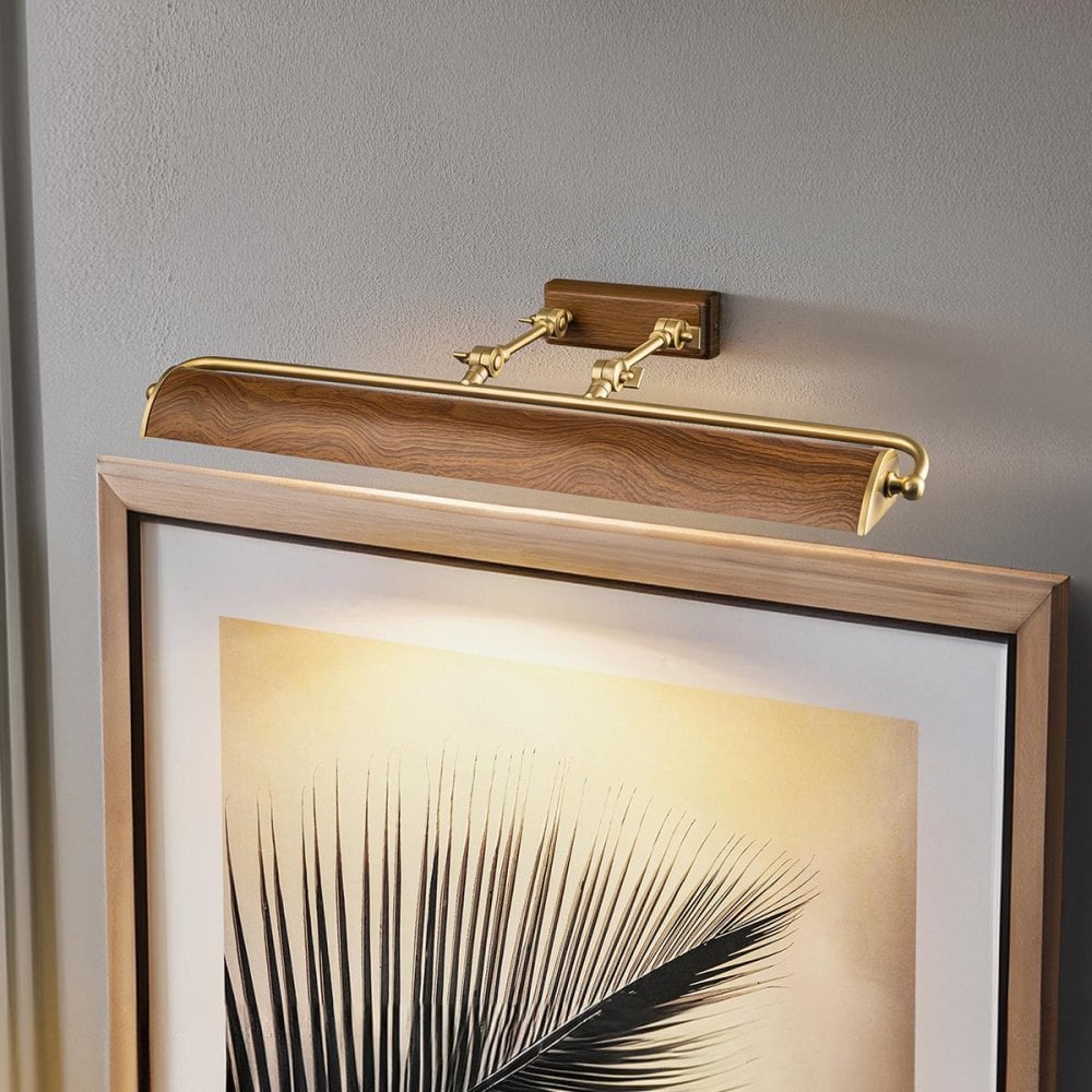 Elstead WINCHFIELD-PLL-AB-OAK Winchfield 4 Light Large Picture Light Aged Brass & Oak Effect