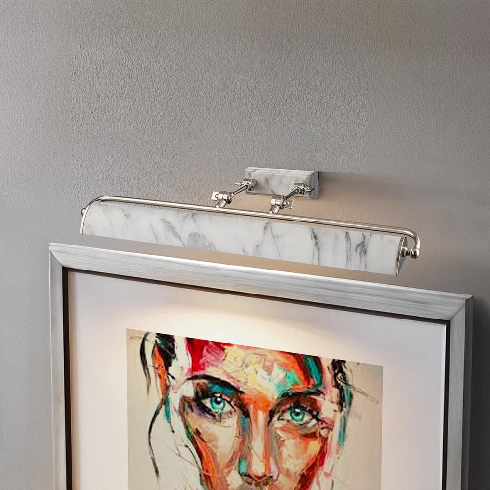 Elstead WINCHFIELD-PLL-PN-WM Winchfield 4 Light Large Picture Light Polished Nickel & White Marble Effect