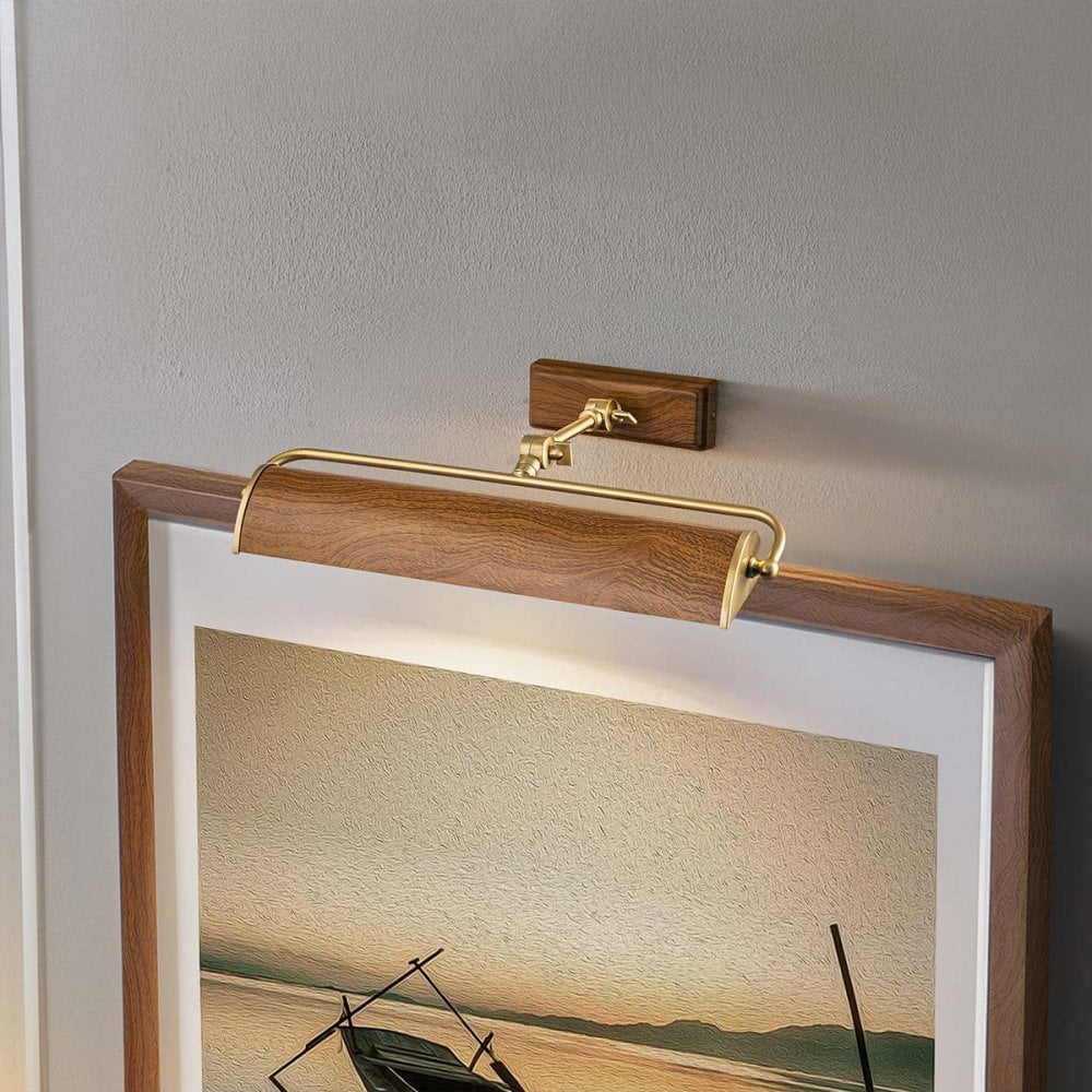 Elstead WINCHFIELD-PLM-AB-OAK Winchfield 2 Light Medium Picture Light Aged Brass & Oak Effect